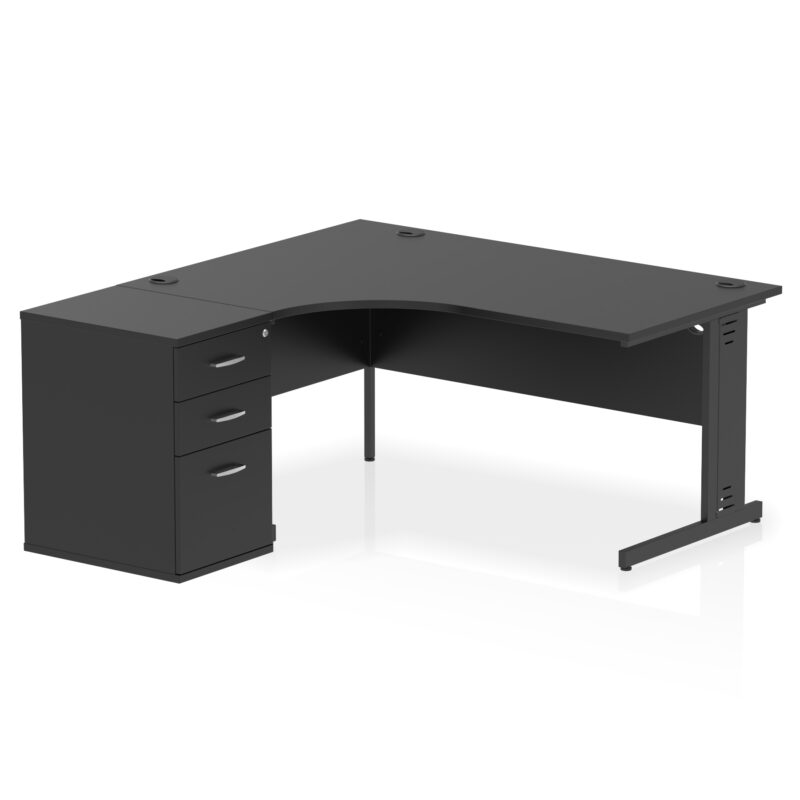impulse 1600mm cable managed left crescent desk workstation