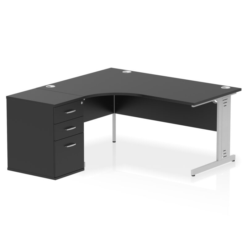 impulse 1600mm cable managed left crescent desk workstation