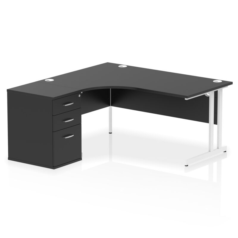 impulse 1600mm cantilever left crescent desk workstation
