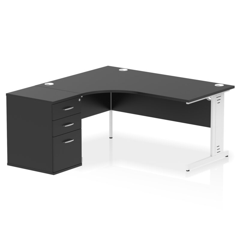 impulse 1600mm cable managed left crescent desk workstation
