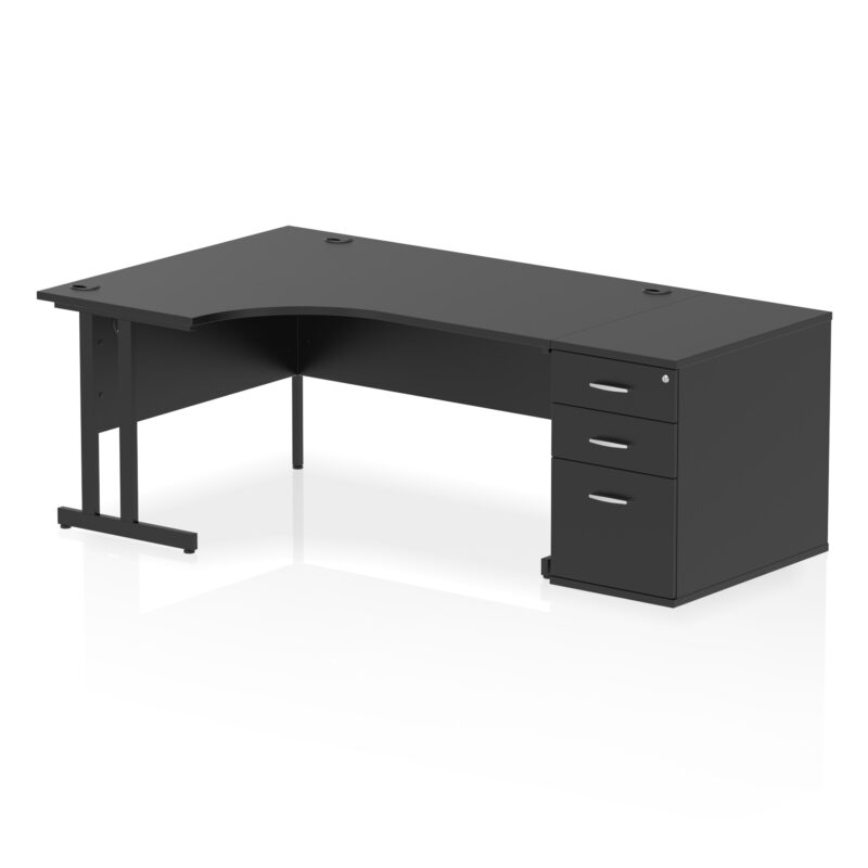 impulse 1600mm cantilever left crescent desk workstation