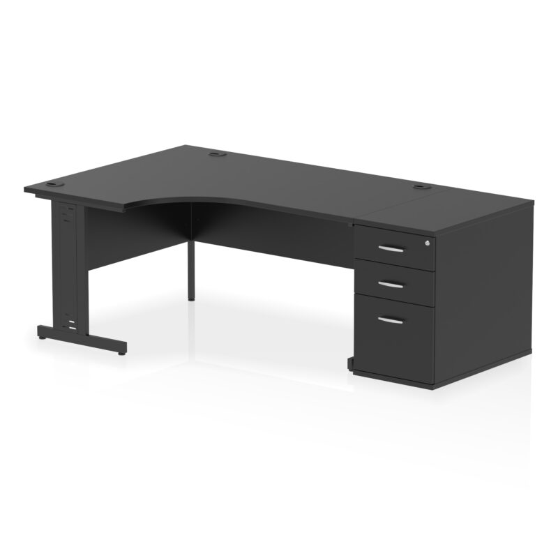 impulse 1600mm cable managed left crescent desk workstation