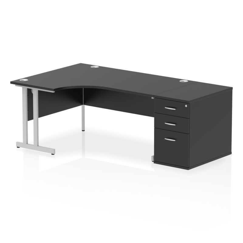 impulse 1600mm cantilever left crescent desk workstation