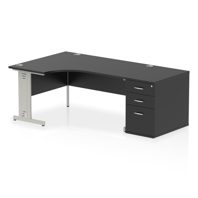 impulse 1600mm cable managed left crescent desk workstation