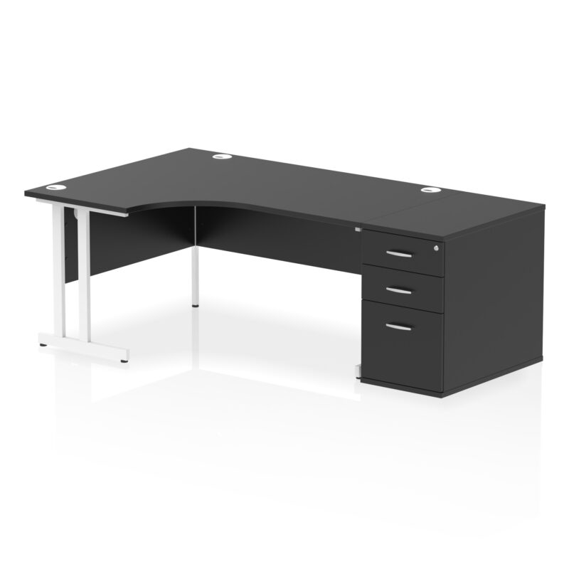 impulse 1600mm cantilever left crescent desk workstation