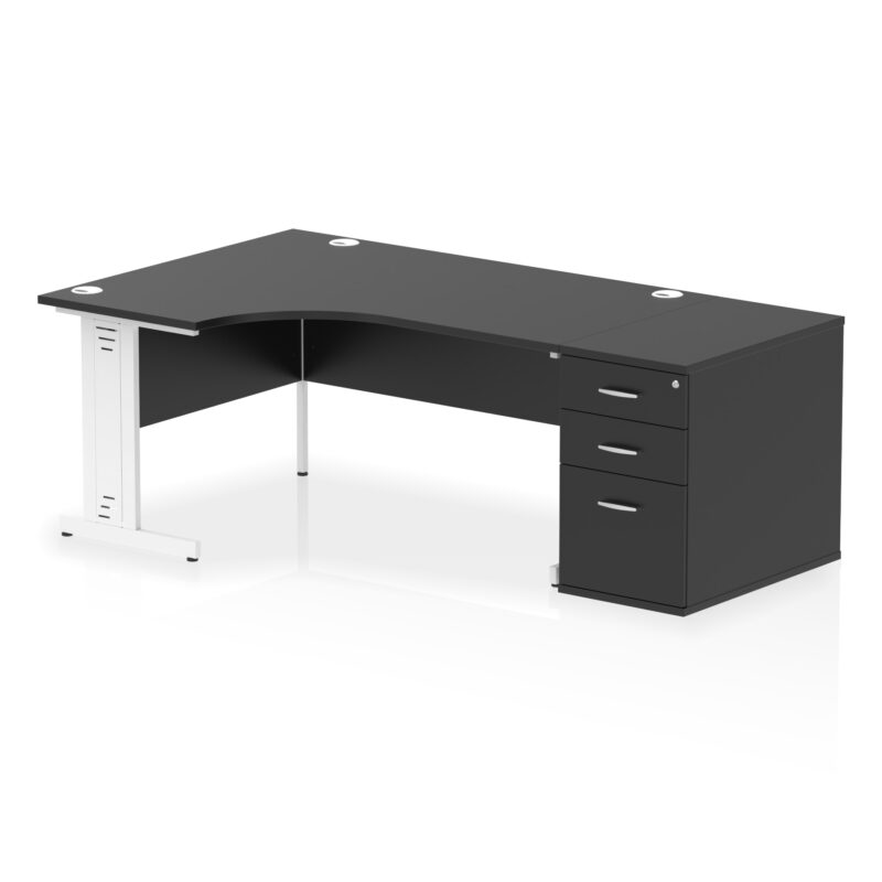 impulse 1600mm cable managed left crescent desk workstation