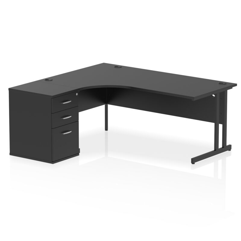 impulse 1800mm cantilever left crescent desk workstation