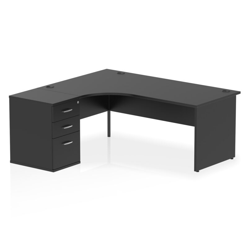 impulse panel end crescent desk workstation