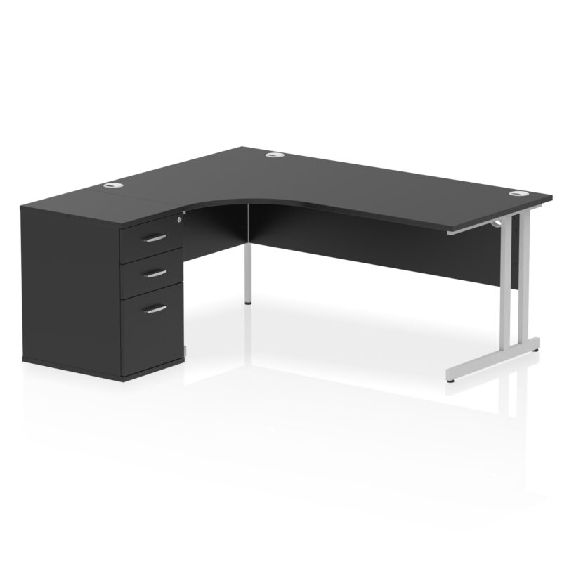 impulse 1800mm cantilever left crescent desk workstation