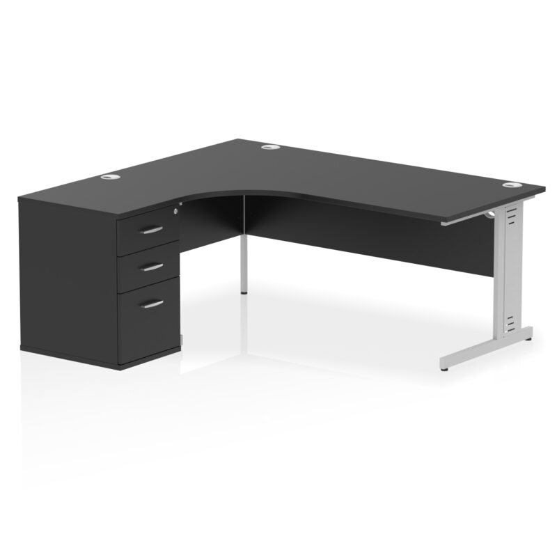 impulse 1800mm cable managed left crescent desk workstation