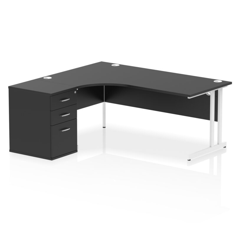 impulse 1800mm cantilever left crescent desk workstation