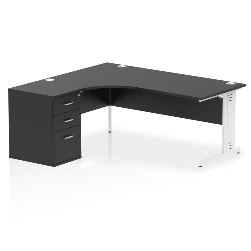 impulse 1800mm cable managed left crescent desk workstation