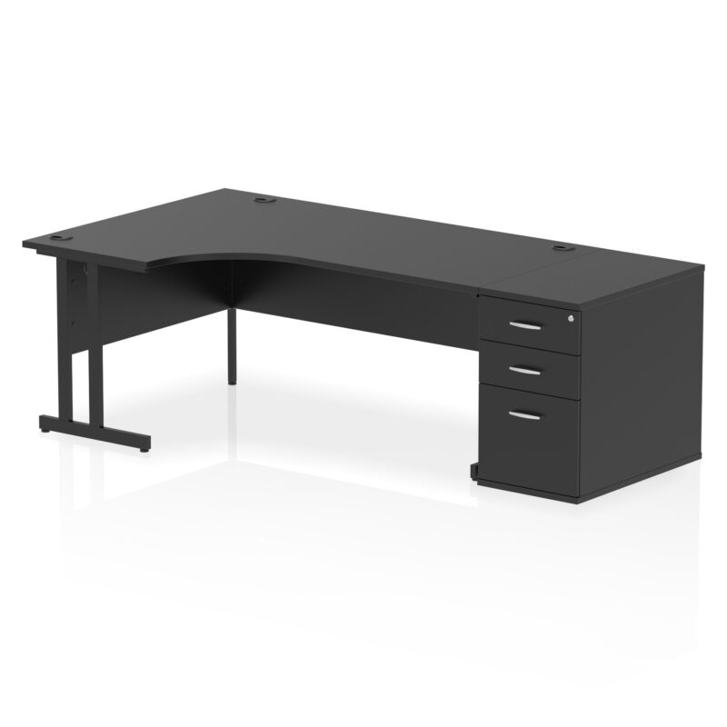 impulse 1800mm cantilever left crescent desk workstation