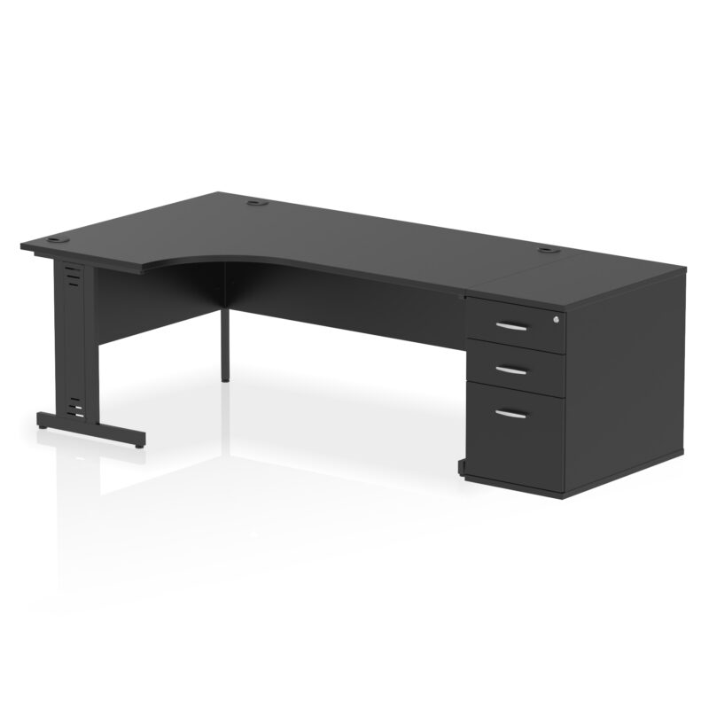 impulse 1800mm cable managed left crescent desk workstation