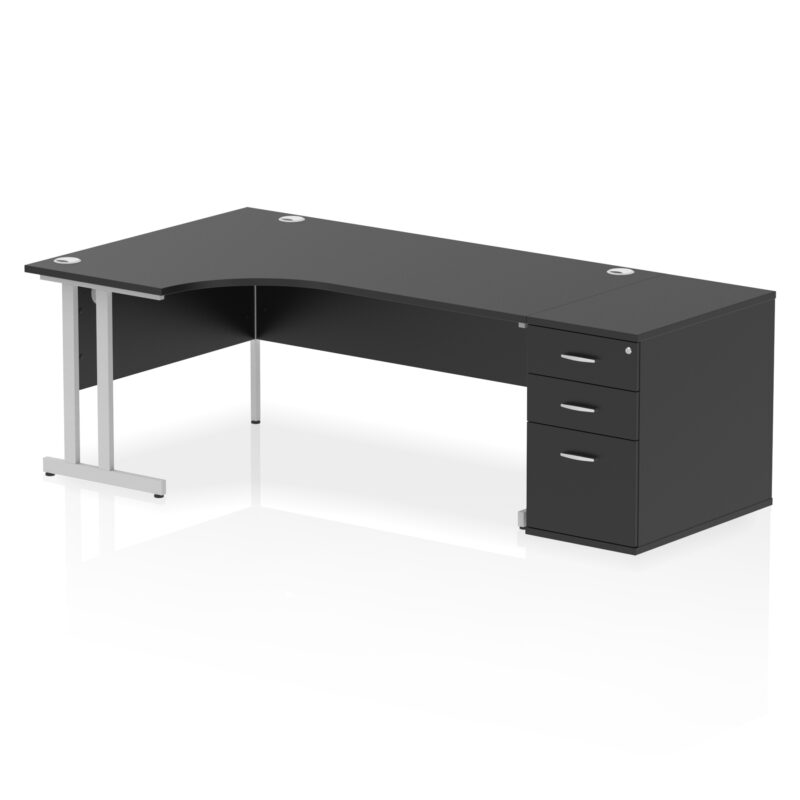 impulse 1800mm cantilever left crescent desk workstation