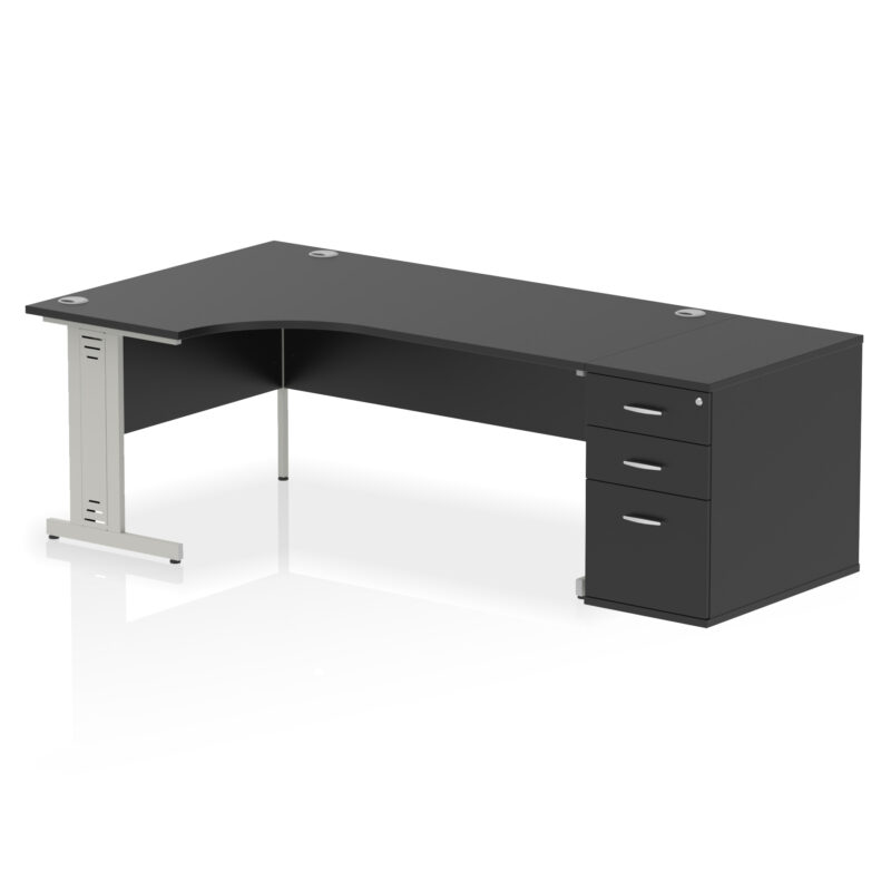 impulse 1800mm cable managed left crescent desk workstation