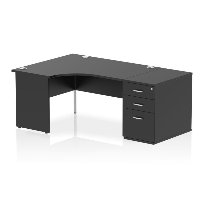 impulse panel end crescent desk workstation