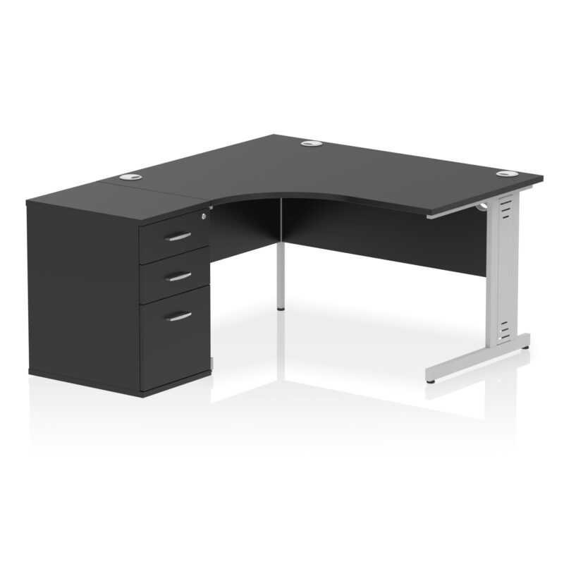 impulse 1400mm cable managed left crescent desk workstation
