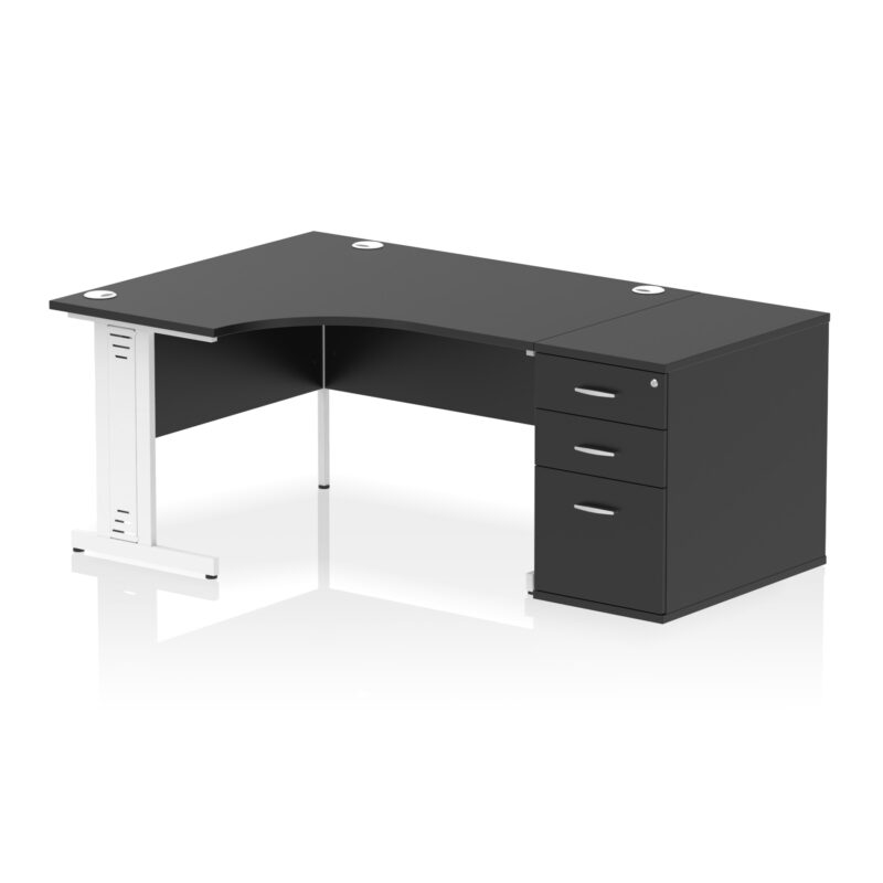 impulse 1400mm cable managed left crescent desk workstation