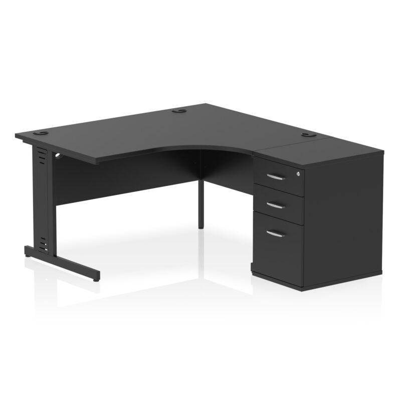 impulse 1400mm cable managed right crescent desk workstation