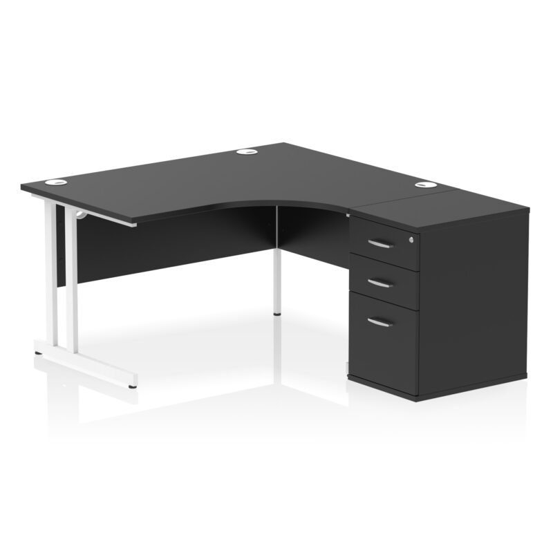 impulse 1400mm cantilever right crescent desk workstation