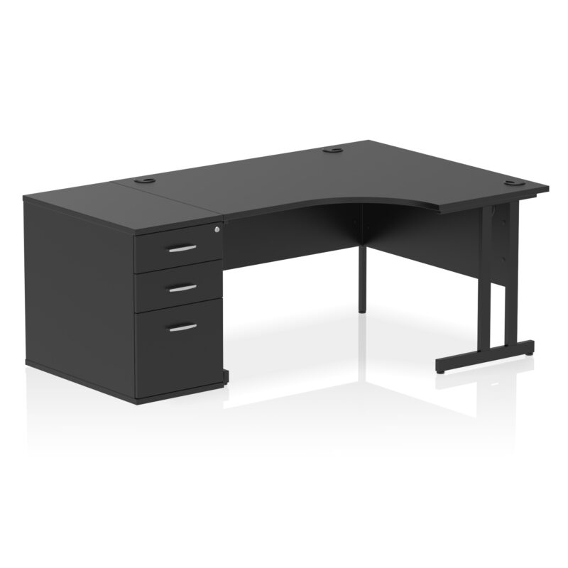 impulse 1400mm cantilever right crescent desk workstation