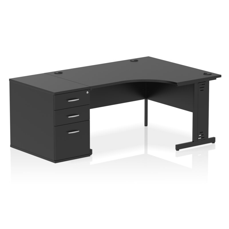 impulse 1400mm cable managed right crescent desk workstation
