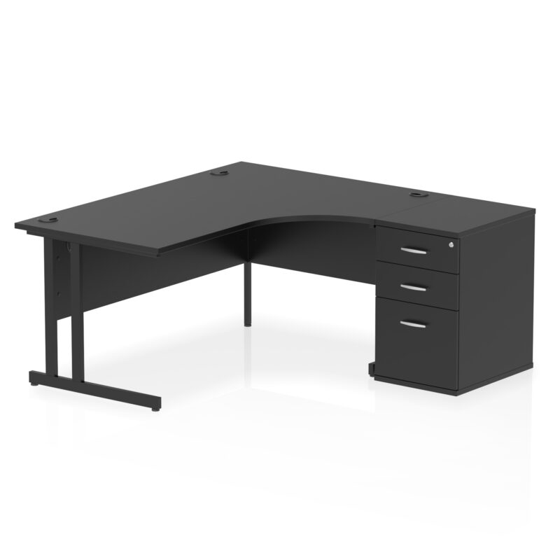 impulse 1600mm cantilever right crescent desk workstation