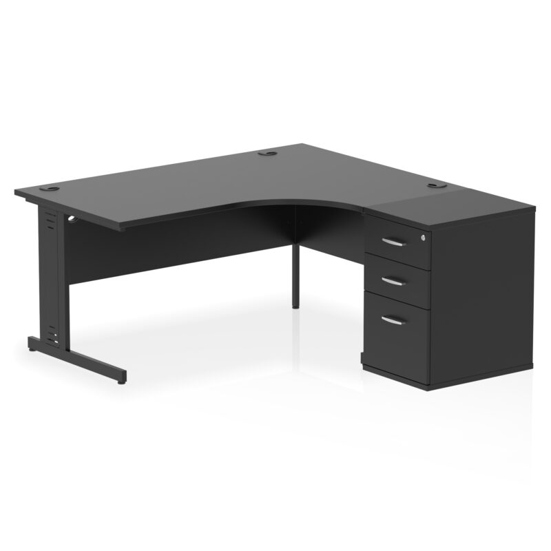 impulse 1600mm cable managed right crescent desk workstation