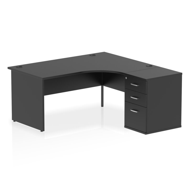impulse panel end crescent desk workstation
