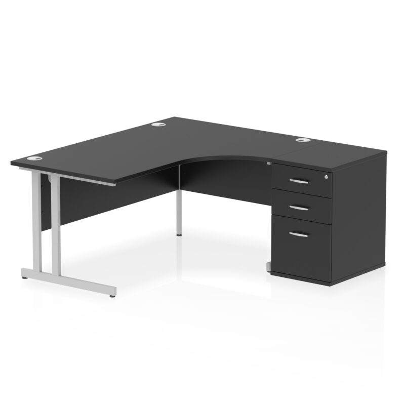 impulse 1600mm cantilever right crescent desk workstation