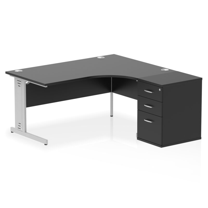 impulse 1600mm cable managed right crescent desk workstation
