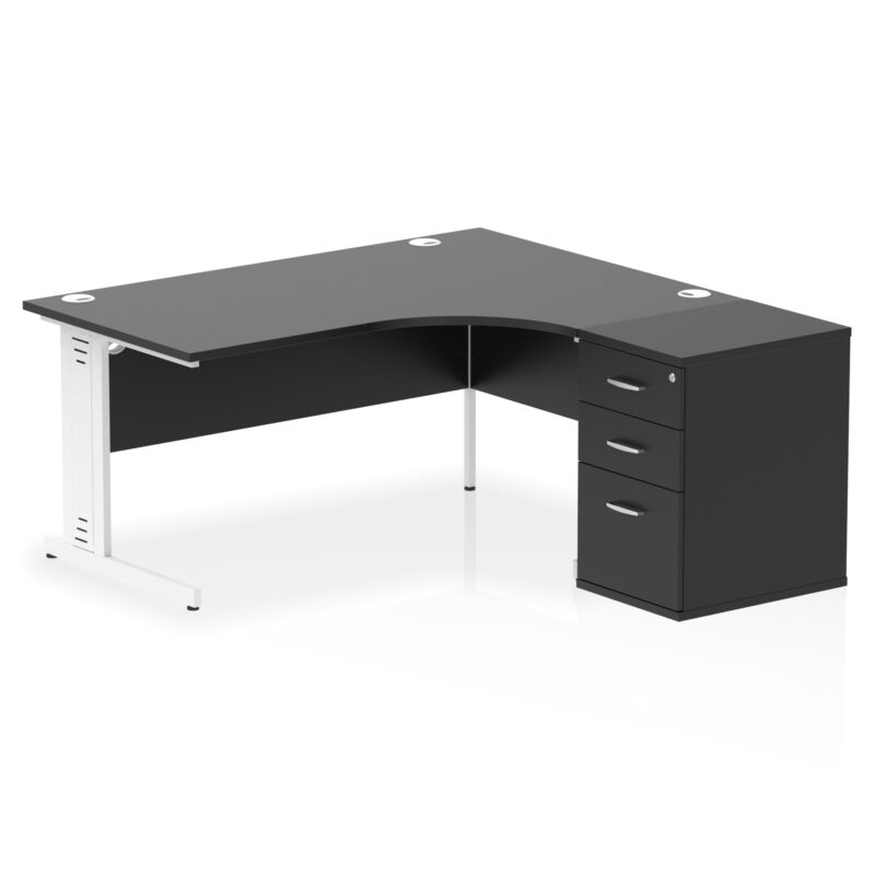 impulse 1600mm cable managed right crescent desk workstation