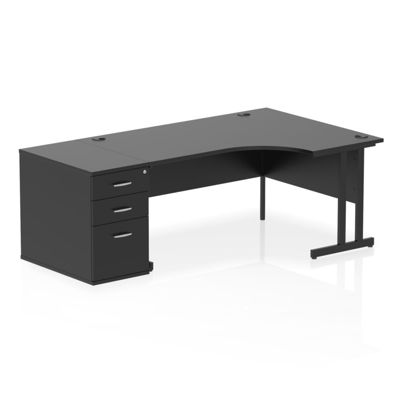 impulse 1600mm cantilever right crescent desk workstation