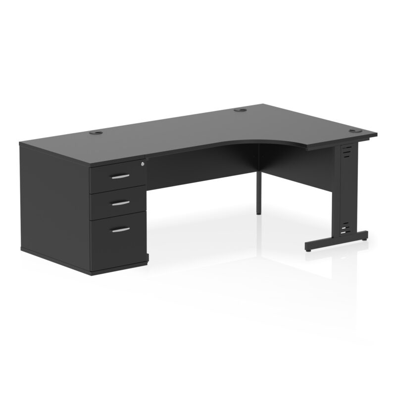 impulse 1600mm cable managed right crescent desk workstation