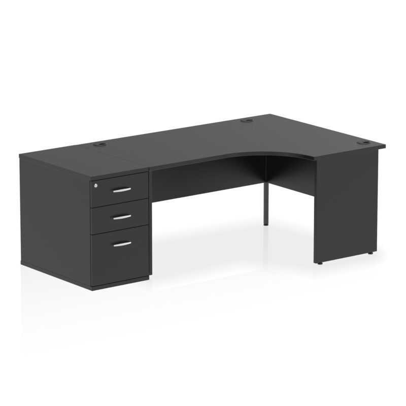 impulse panel end crescent desk workstation