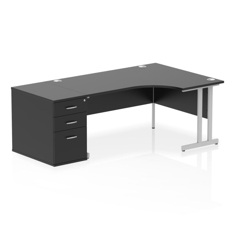impulse 1600mm cantilever right crescent desk workstation