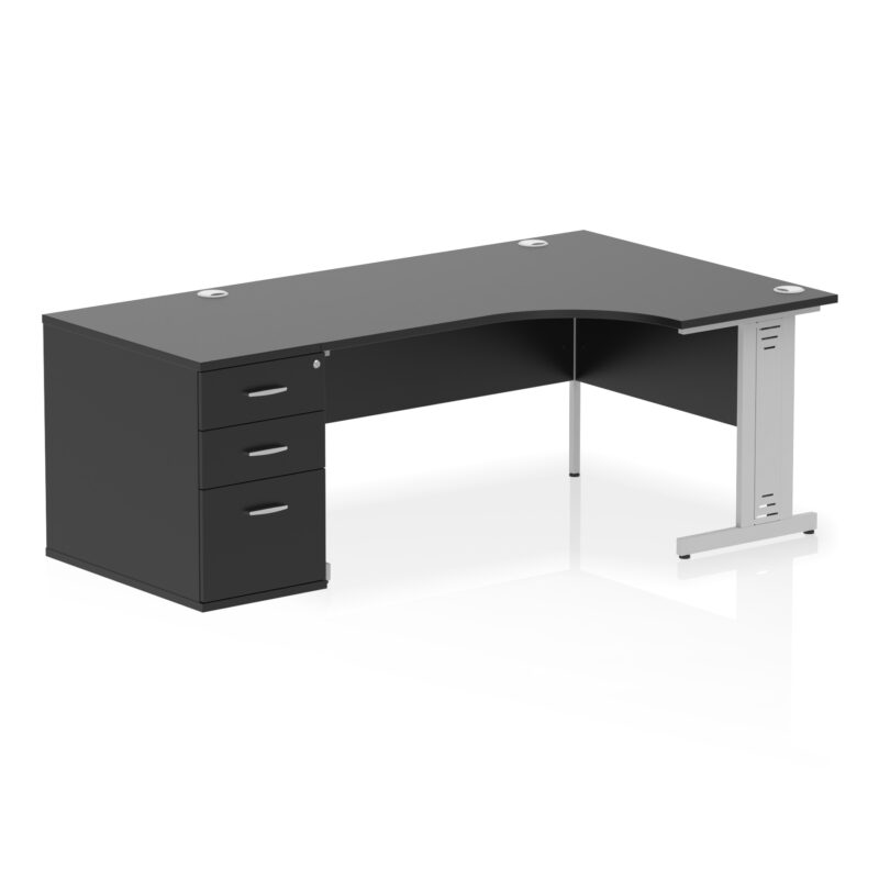 impulse 1600mm cable managed right crescent desk workstation