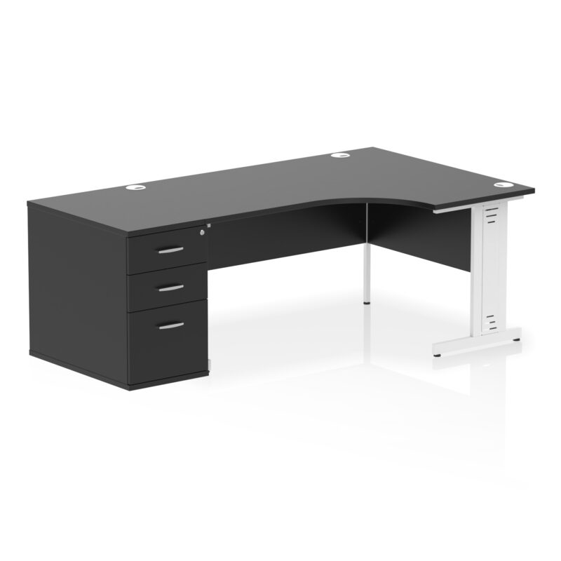 impulse 1600mm cable managed right crescent desk workstation