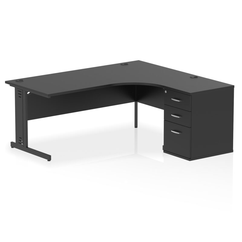 impulse 1800mm cable managed right crescent desk workstation