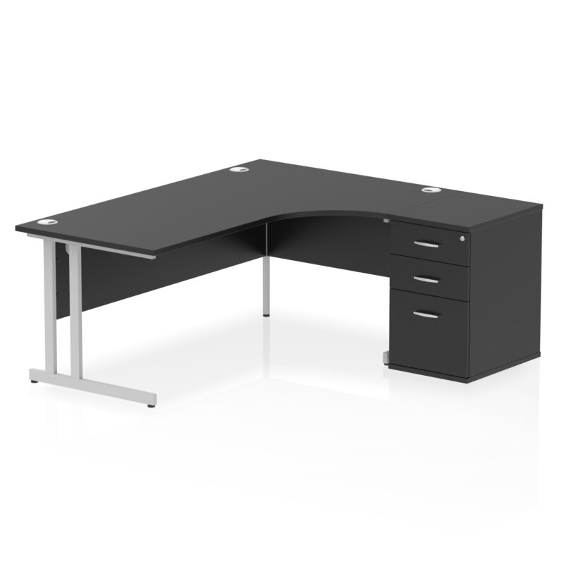 impulse 1800mm cantilever right crescent desk workstation