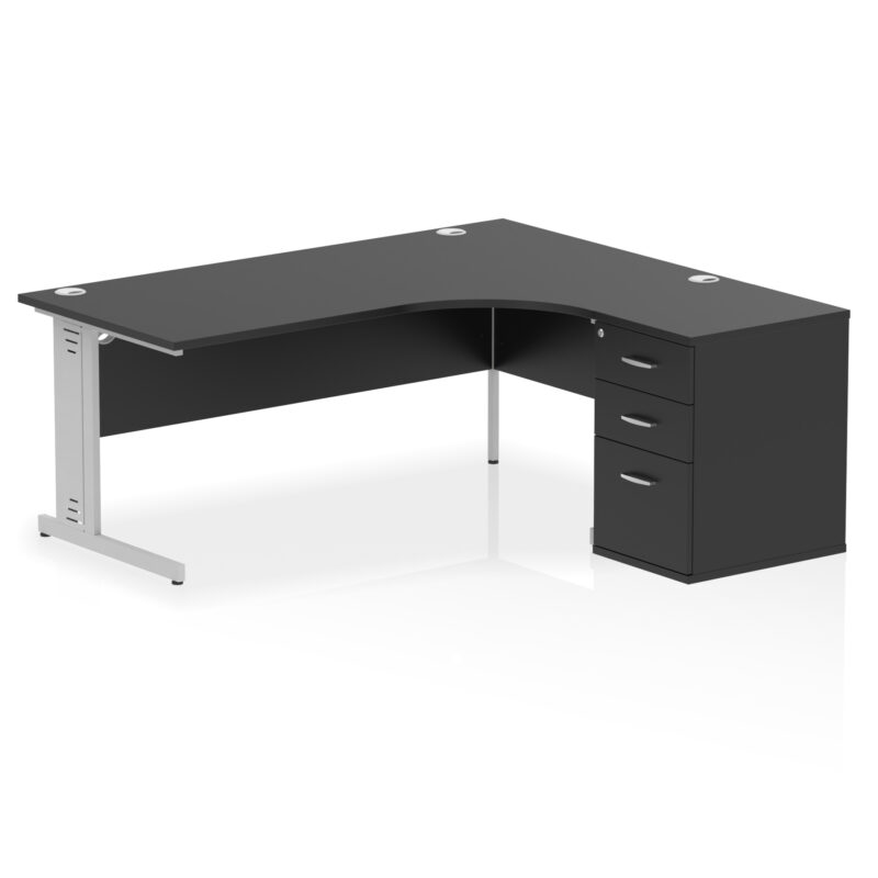 impulse 1800mm cable managed right crescent desk workstation