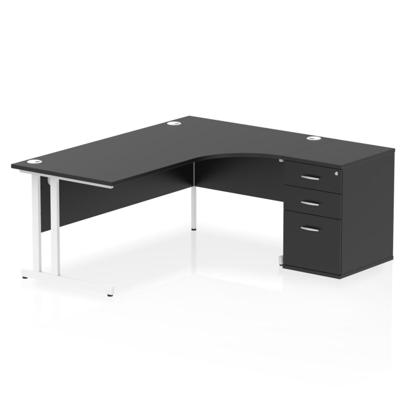 impulse 1800mm cantilever right crescent desk workstation