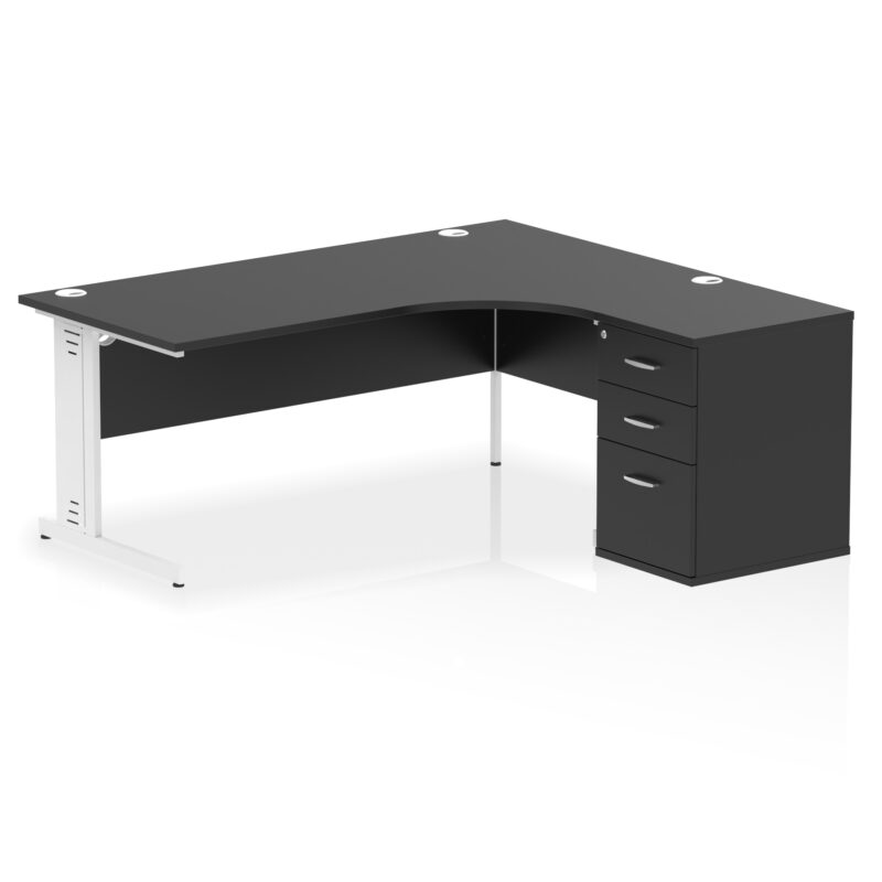 impulse 1800mm cable managed right crescent desk workstation