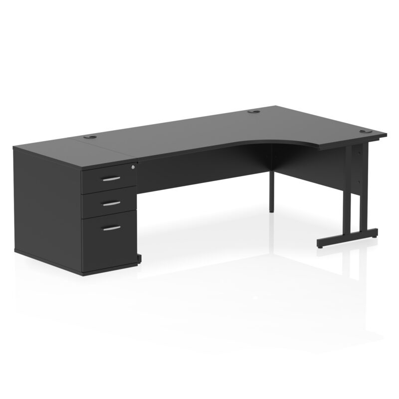 impulse 1800mm cantilever right crescent desk workstation