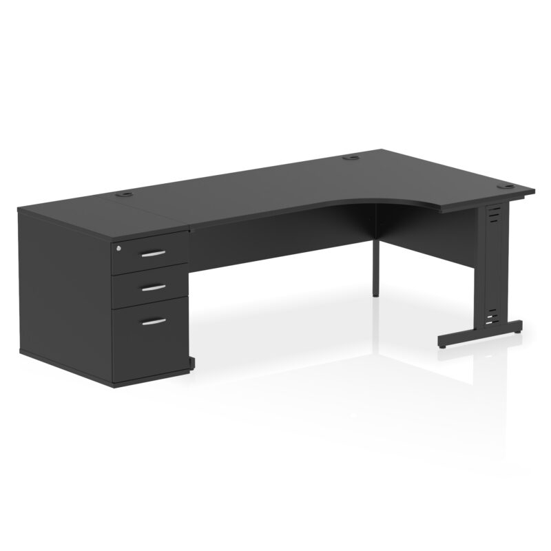 impulse 1800mm cable managed right crescent desk workstation