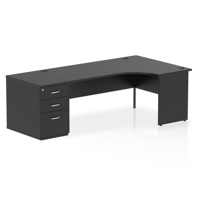 impulse panel end crescent desk workstation