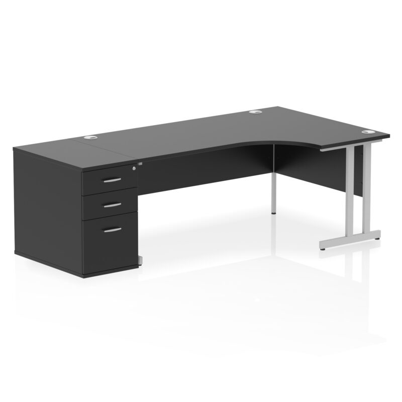 impulse 1800mm cantilever right crescent desk workstation