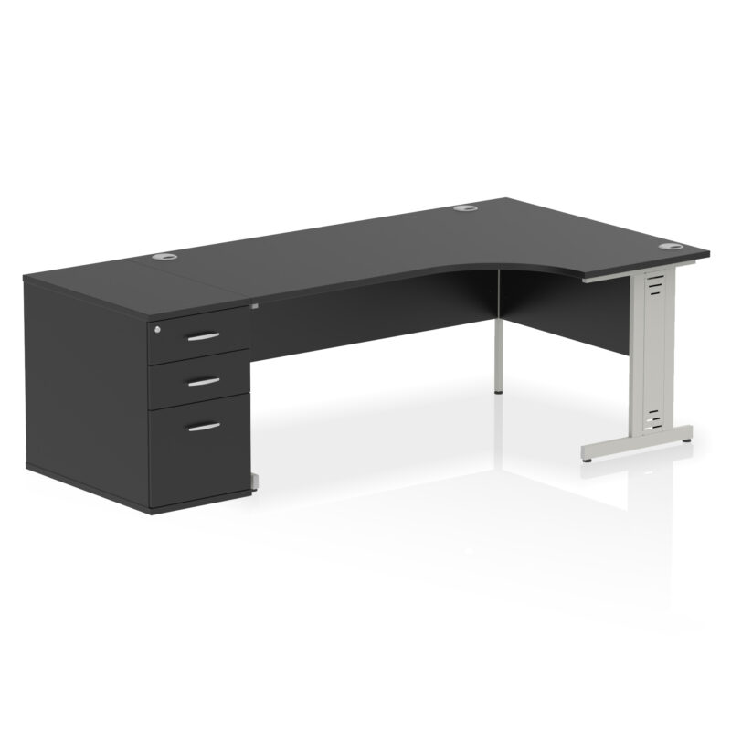 impulse 1800mm cable managed right crescent desk workstation