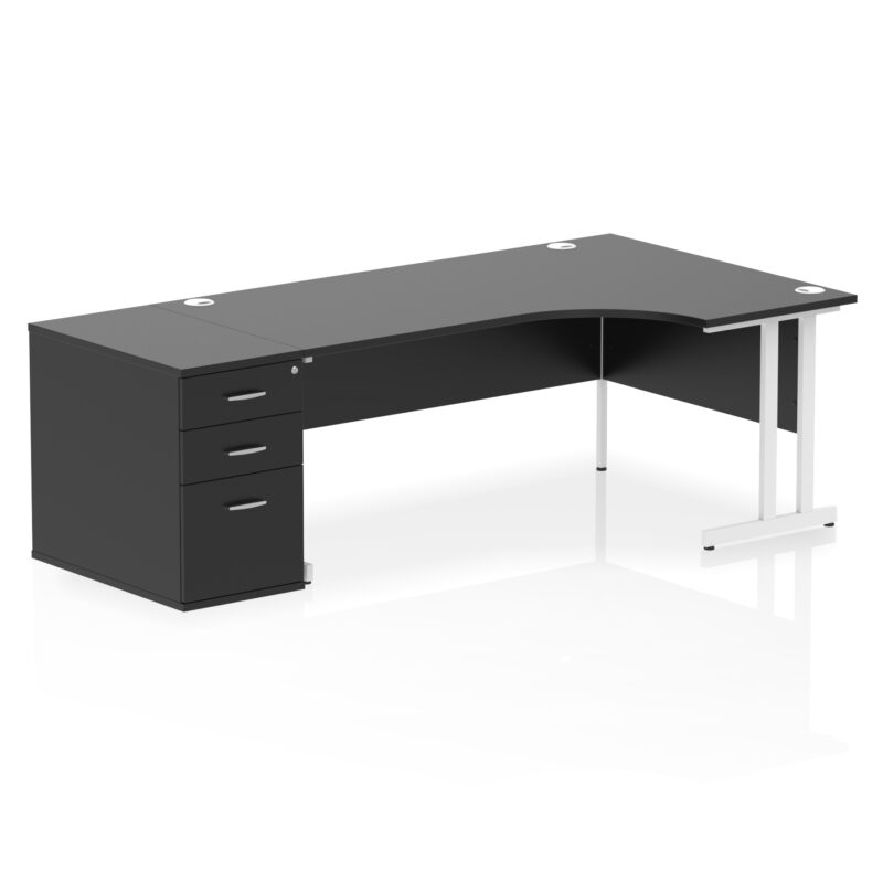 impulse 1800mm cantilever right crescent desk workstation